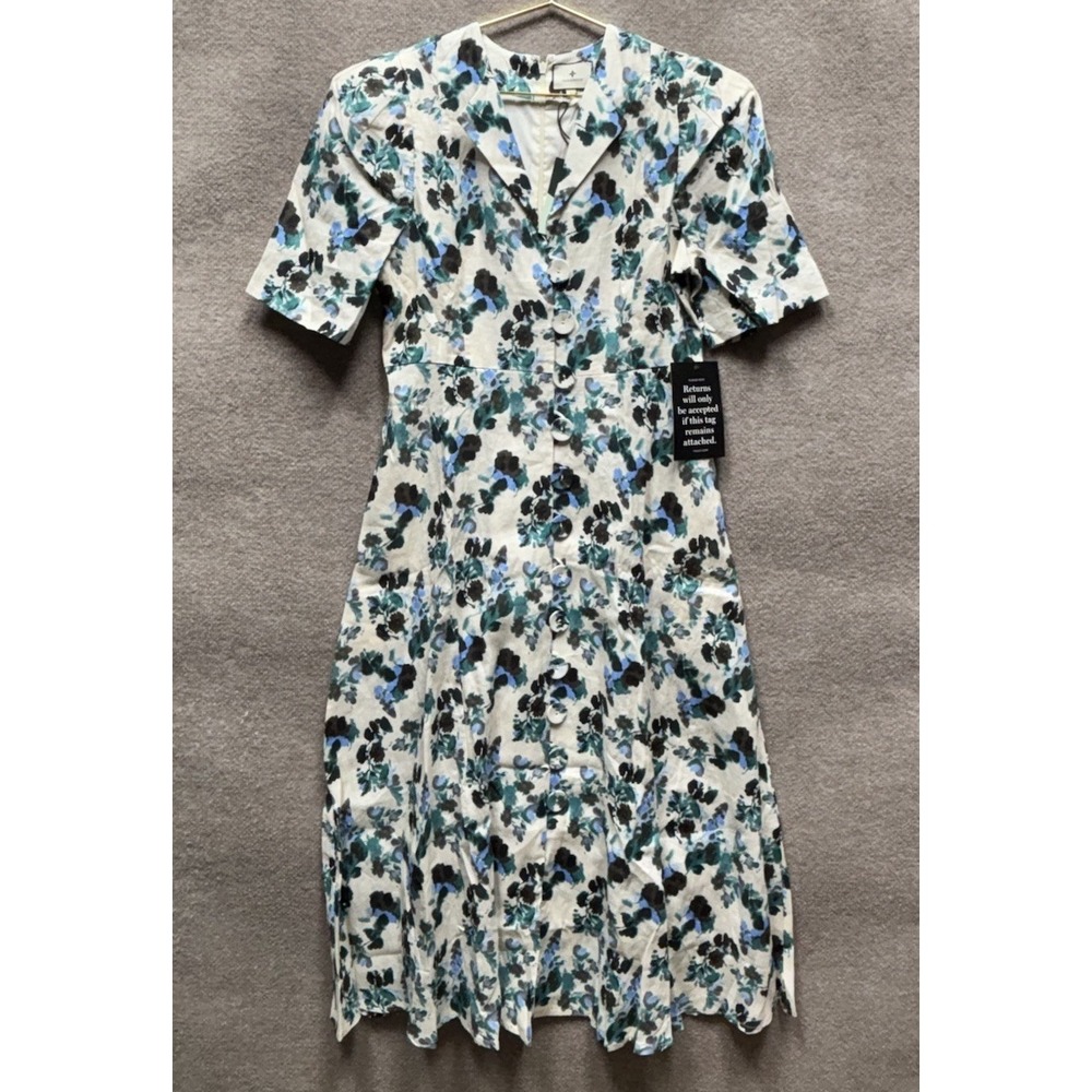 NEW Tuckernuck Large Budding Bluebell Hadley Linen Floral Maxi Dress Multicolor